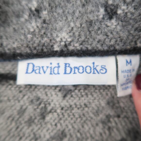 Vintage 90s David Brooks grey and blue polar bear snowflake blanket coat M - Picture 6 of 8